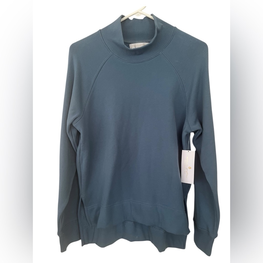 Spiritual Gangster Slate Blue Mock Neck Pullover